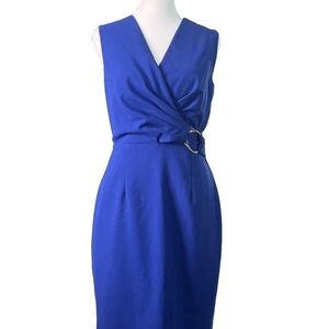 Calvin Klein Royal Blue Sleeveless faux wrap dress